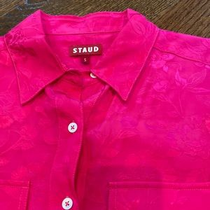 Staud blouse, Barbie pink, with tone on tone floral detail. Perfect condition.